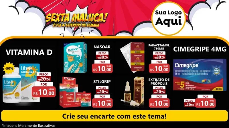 Modelo de TV para TV Horizontal com o tema Sexta Maluca! para Farmácia