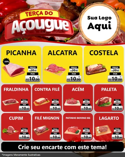 Modelo de Rede Social para Feed Instagram com o tema Terça do Açougue para Açougue