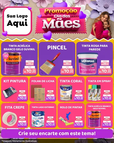 Modelo de Rede Social para Feed Instagram com o tema Promoção Dia das Mães para Tintas e Ferramentas