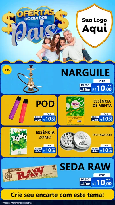Modelo de TV para TV Vertical com o tema Ofertas do Dia dos Pais para Tabacaria