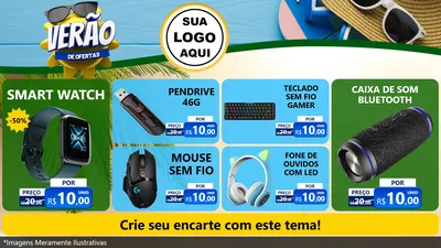 Modelo de TV para TV Horizontal com o tema Verão de Ofertas para Informática