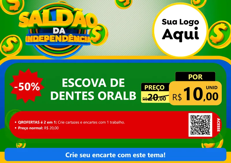 Modelo de Cartaz para Cartaz A4 Horizontal com o tema Saldão da Indepêndencia para Higiene Pessoal