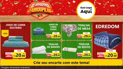 Modelo de TV para TV Horizontal com o tema Semana Farroupilha para Cama, Mesa e Banho