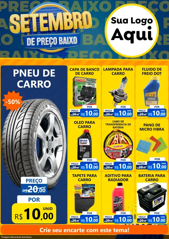 Modelo de Encarte para Encarte A4 Vertical com o tema Setembro De Preço Baixo para Auto peças