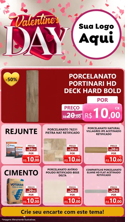Modelo de Rede Social para Stories com o tema Valentine's Day para Pisos e revestimentos