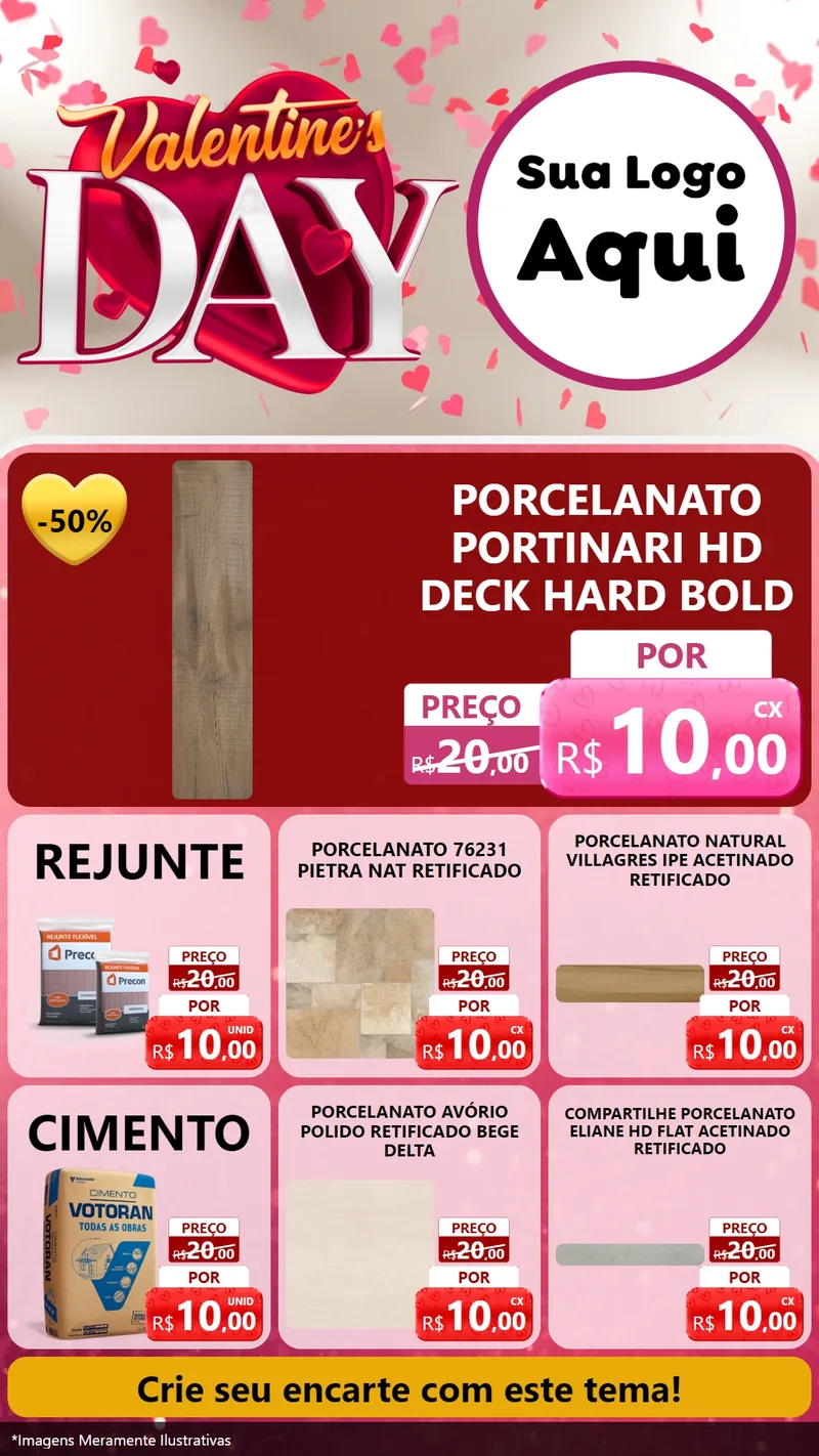 Modelo de Rede Social para Stories com o tema Valentine's Day para Pisos e revestimentos
