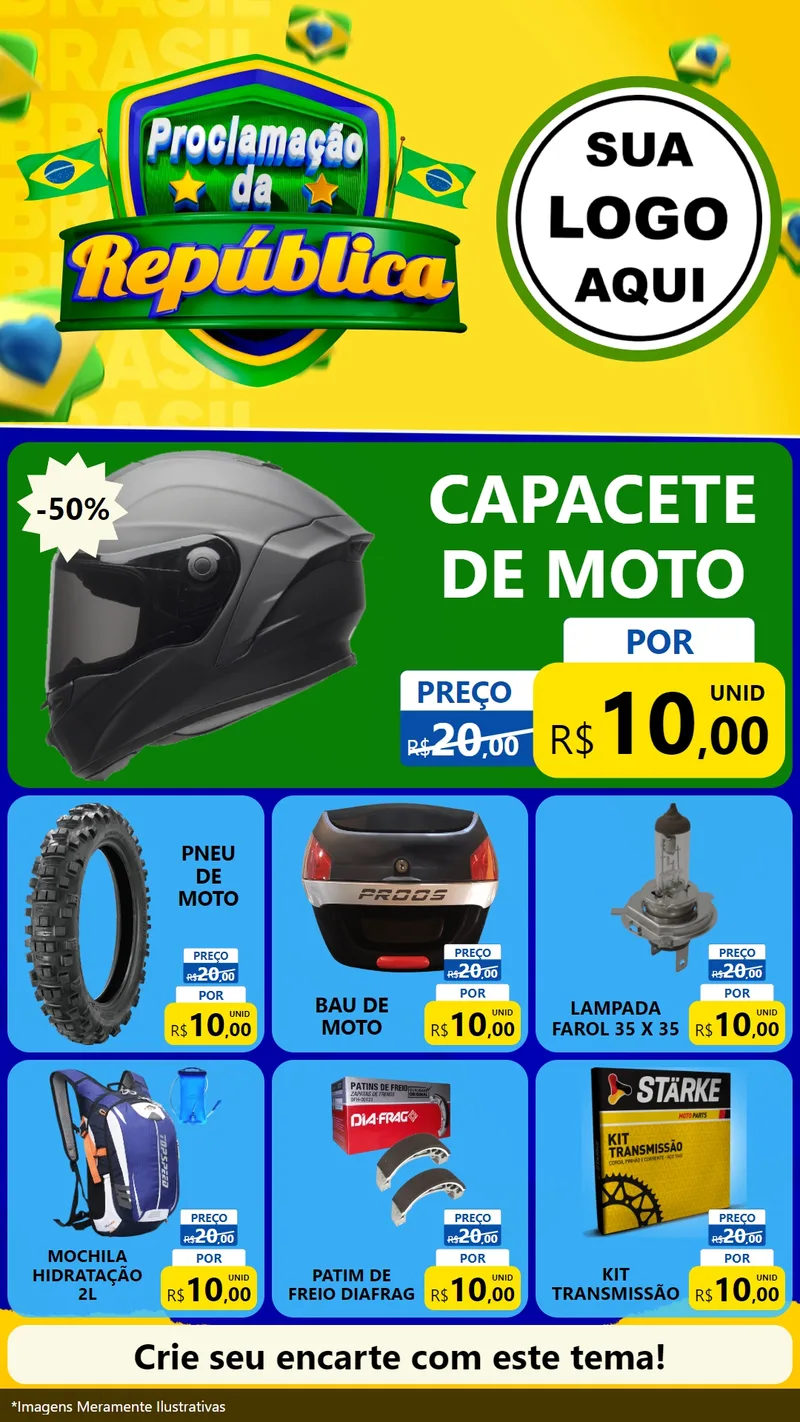 Modelo de Rede Social para Stories com o tema Proclamação da República para Moto peças