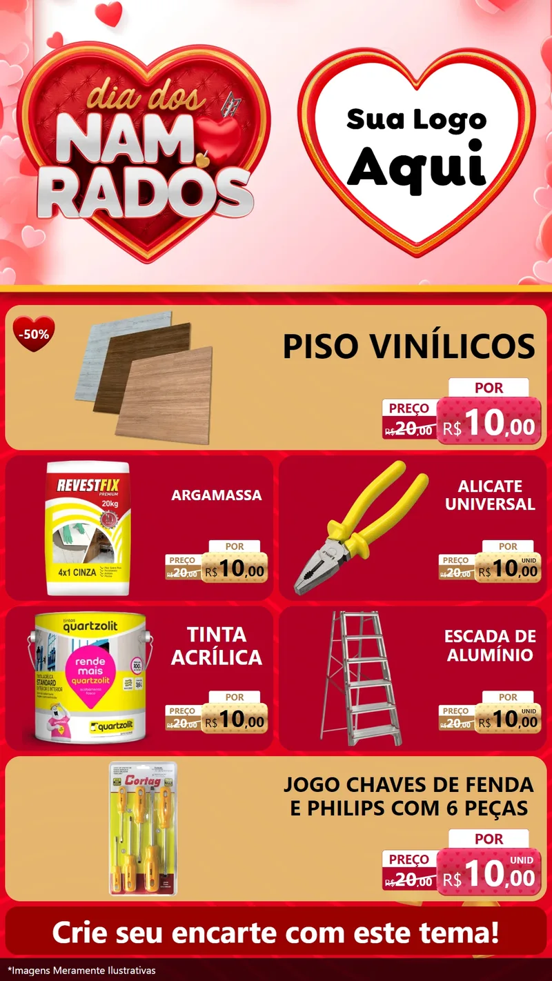Modelo de TV para TV Vertical com o tema Dia dos Namorados para Material para Construção