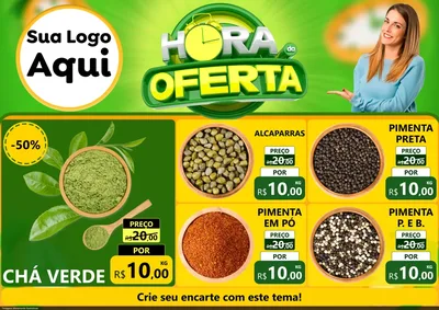 Modelo de Encarte para Encarte A4 Horizontal com o tema Hora da Oferta para Produtos Naturais