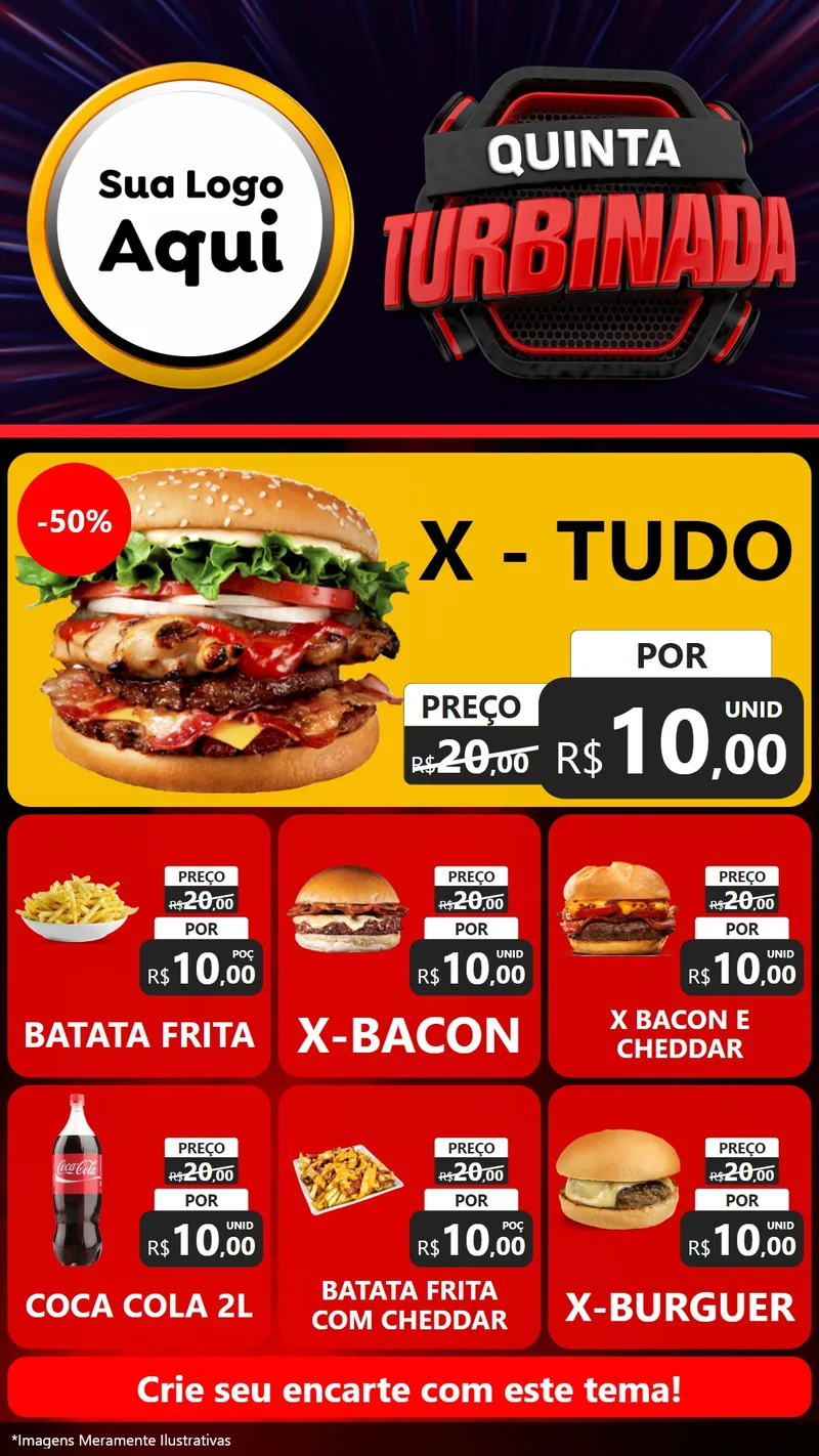 Modelo de Rede Social para Stories com o tema Quinta Turbinada para Hamburgueria