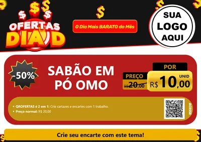 Modelo de Cartaz para Cartaz A4 Horizontal com o tema Ofertas Dia D para Produtos de Limpeza