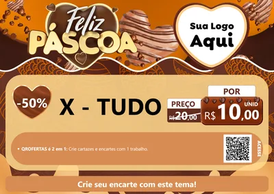 Modelo de Cartaz para Cartaz A4 Horizontal com o tema Feliz Páscoa para Hamburgueria