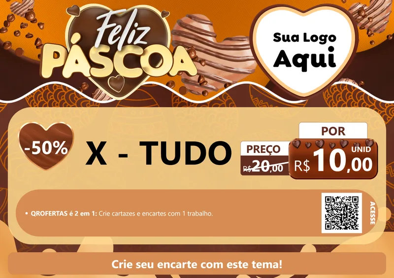 Modelo de Cartaz para Cartaz A4 Horizontal com o tema Feliz Páscoa para Hamburgueria