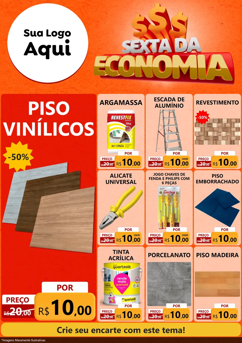 Modelo de Encarte para Encarte A4 Vertical com o tema Sexta da Economia para Material para Construção
