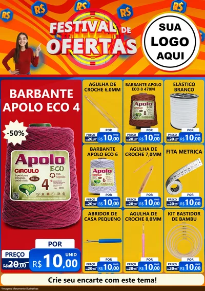 Modelo de Encarte para Encarte A4 Vertical com o tema Festival de Ofertas para Armarinho e Aviamentos