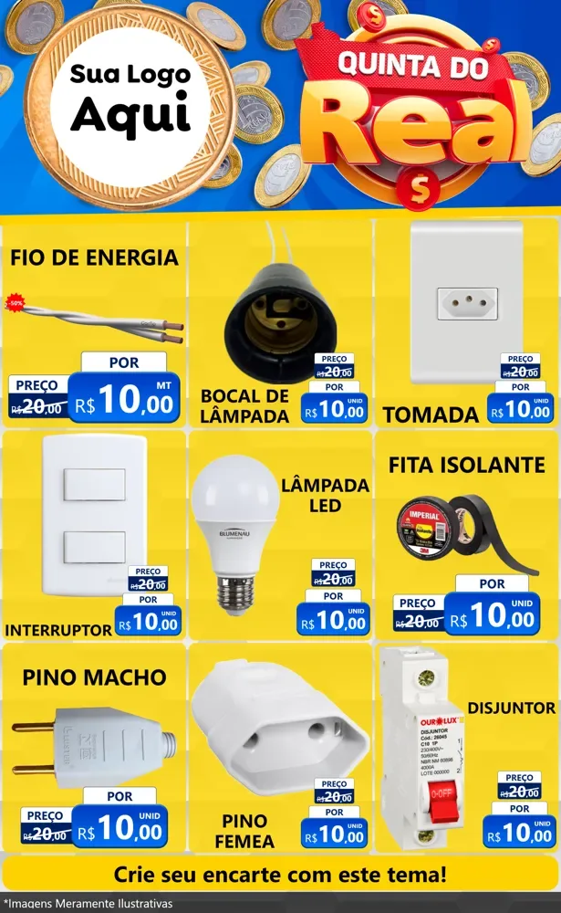 Modelo de Encarte para Encarte Grande com o tema Quinta do Real para Materiais Elétricos