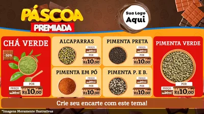 Modelo de TV para TV Horizontal com o tema Páscoa Premiada para Produtos Naturais