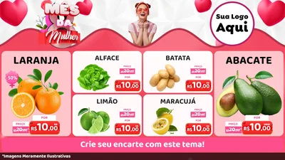 Modelo de TV para TV Horizontal com o tema Mês da Mulher para Hortifrúti