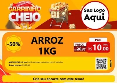 Modelo de Cartaz para Cartaz A4 Horizontal com o tema Promoção carrinho cheio para Supermercado