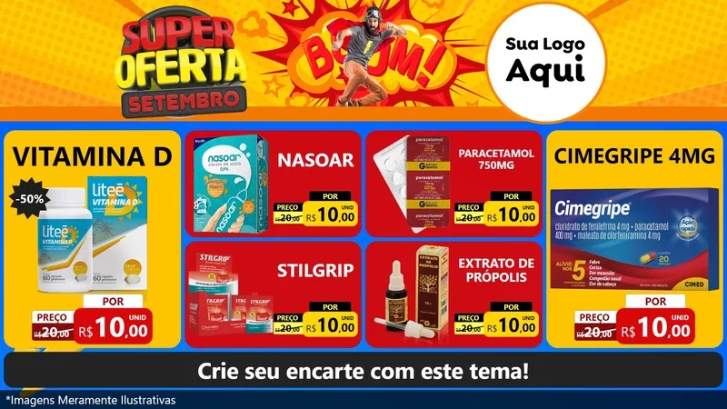 Modelo de TV para TV Horizontal com o tema Super Oferta Setembro para Farmácia