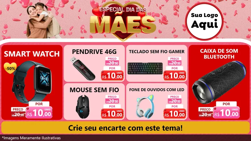 Modelo de TV para TV Horizontal com o tema Especial Dia Das Mães para Informática