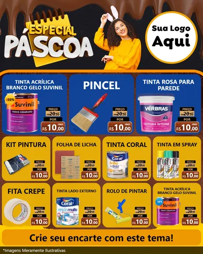Modelo de Rede Social para Feed Instagram com o tema Especial Páscoa para Tintas e Ferramentas