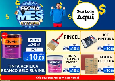 Modelo de Encarte para Encarte A4 Horizontal com o tema Operação Fecha Mês Setembro para Tintas e Ferramentas