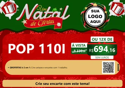 Modelo de Cartaz para Cartaz A4 Horizontal com o tema Um Natal de Ofertas para Concessionaria de Motos