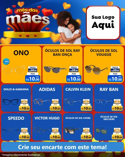 Modelo de Rede Social para Feed Instagram com o tema Mês das Mães para Óticas