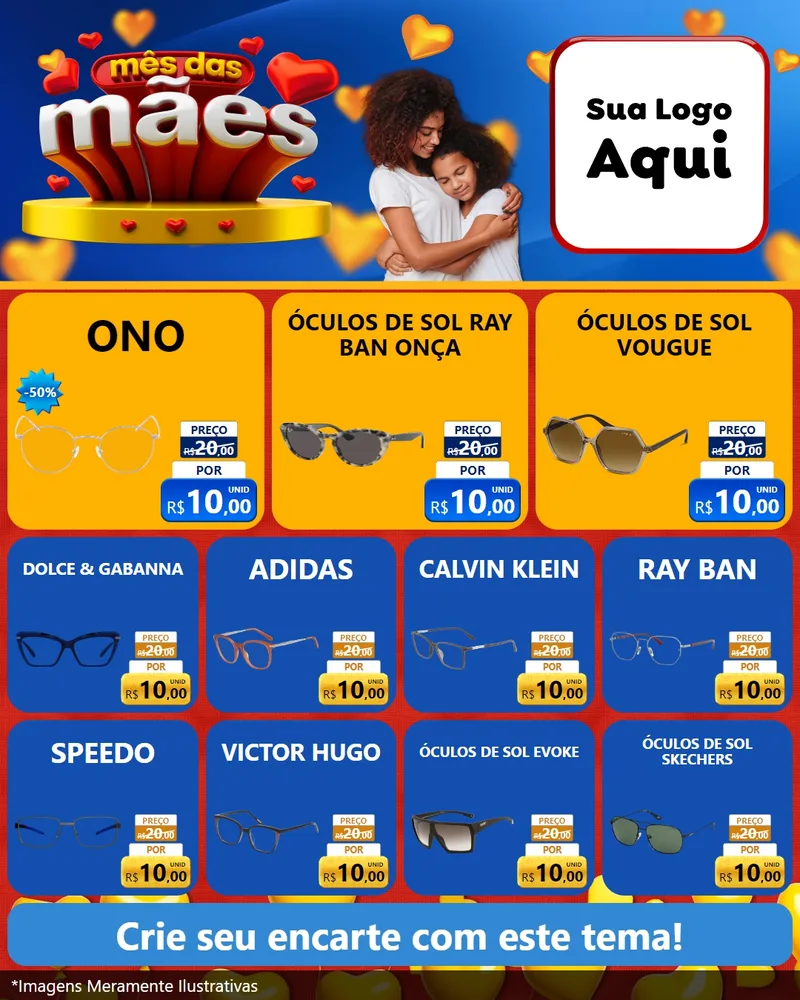 Modelo de Rede Social para Feed Instagram com o tema Mês das Mães para Óticas