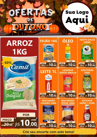 Modelo de Encarte para Encarte A4 Vertical com o tema Ofertas de Outono para Supermercado