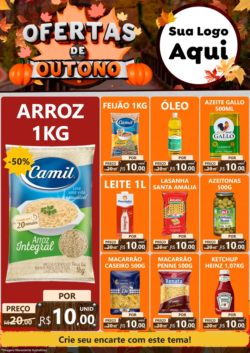 Modelo de Encarte para Encarte A4 Vertical com o tema Ofertas de Outono para Supermercado
