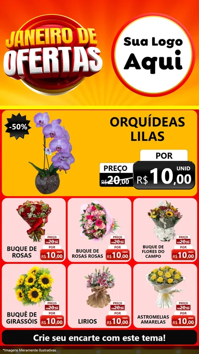 Modelo de Rede Social para Stories com o tema Janeiro de Ofertas para Floricultura e jardim