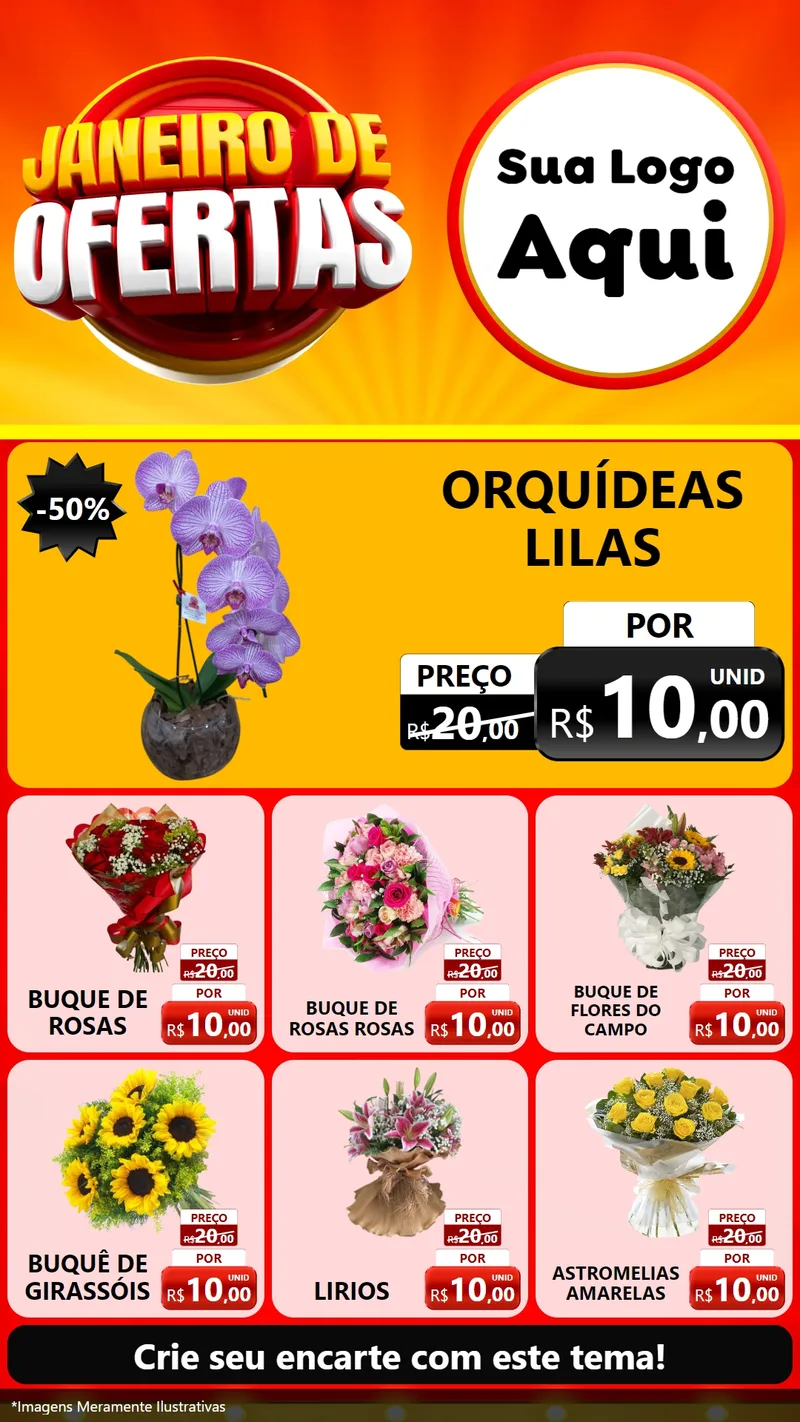 Modelo de Rede Social para Stories com o tema Janeiro de Ofertas para Floricultura e jardim
