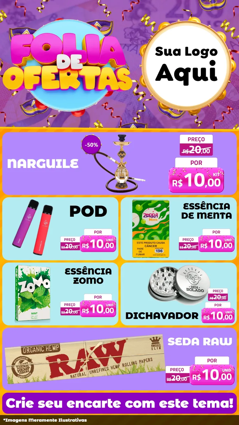 Modelo de TV para TV Vertical com o tema Folia de Ofertas para Tabacaria