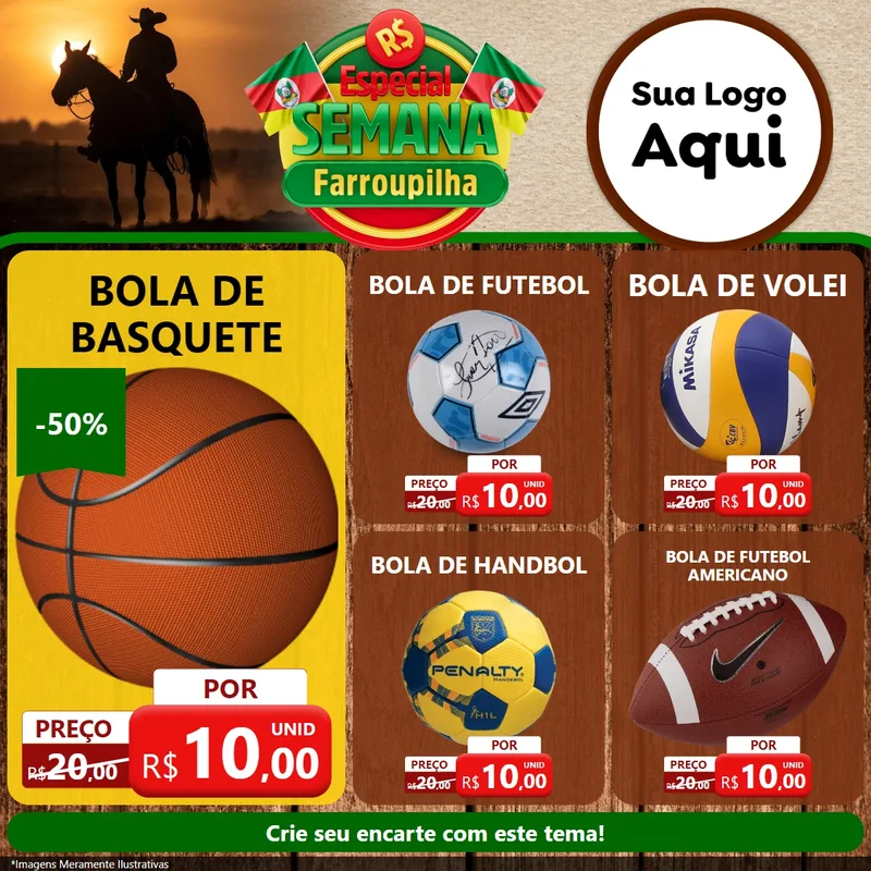 Modelo de Rede Social para Feed Facebook com o tema Especial Semana Farroupilha para Artigos Esportivos