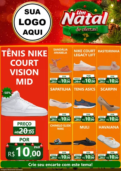 Modelo de Encarte para Encarte A4 Vertical com o tema Um Natal de Ofertas para Calçados