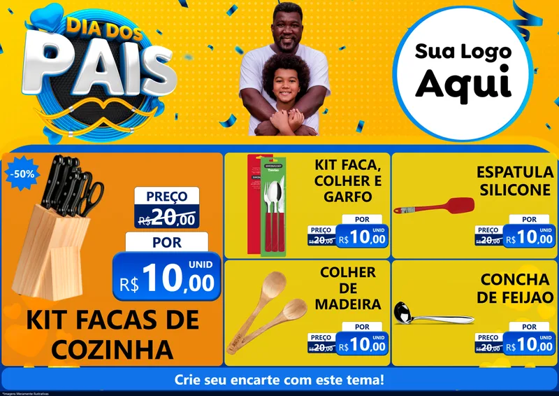 Modelo de Encarte para Encarte A4 Horizontal com o tema Dia dos Pais para Utilidades Domésticas