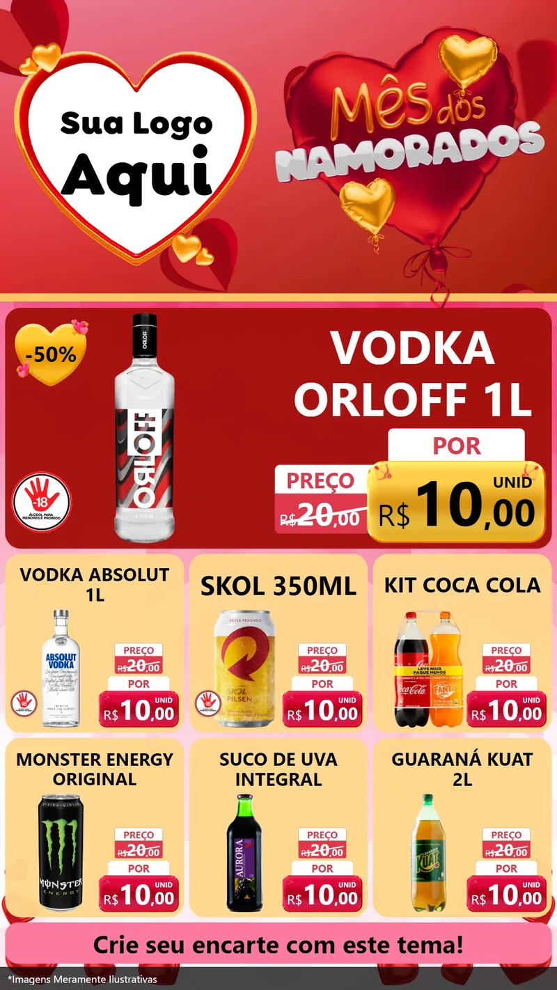 Modelo de Rede Social para Stories com o tema Mês dos Namorados para Distribuidora de bebidas