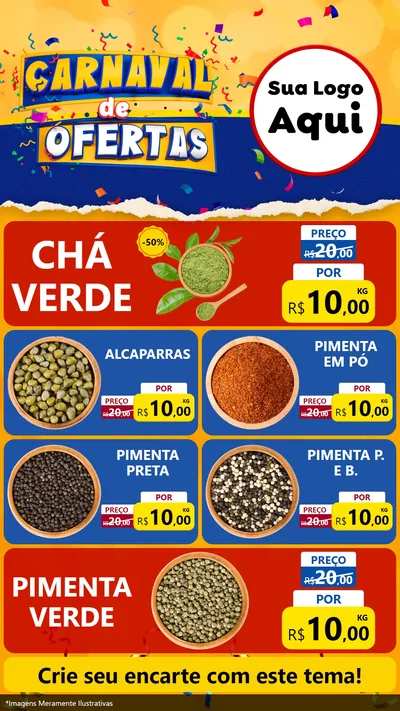 Modelo de TV para TV Vertical com o tema Carnaval de Ofertas para Produtos Naturais