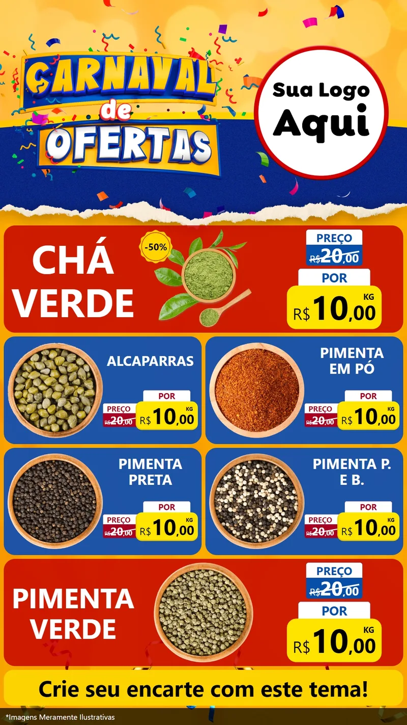 Modelo de TV para TV Vertical com o tema Carnaval de Ofertas para Produtos Naturais