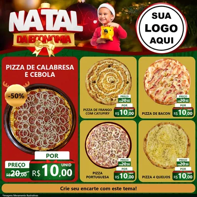 Modelo de Rede Social para Feed Facebook com o tema Natal da Economia para Pizzaria