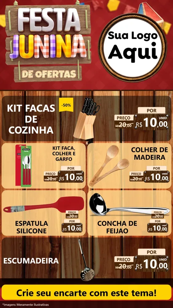 Modelo de TV para TV Vertical com o tema Festa Junina de Ofertas para Utilidades Domésticas