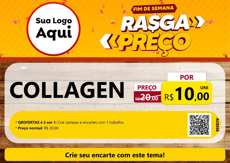 Modelo de Cartaz para Cartaz A4 Horizontal com o tema Fim de Semana Rasga Preços para Suplementos alimentares