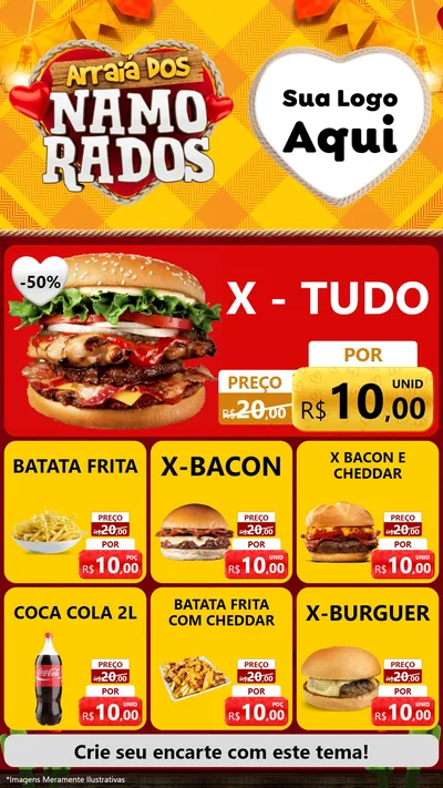 Modelo de Rede Social para Stories com o tema Arraiá dos Namorados para Hamburgueria