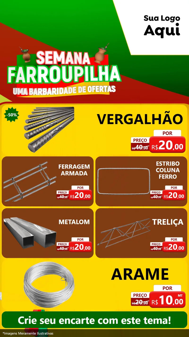 Modelo de TV para TV Vertical com o tema Semana Farroupilha - Uma Barbaridade de Ofertas para Ferragens