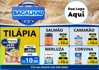 Modelo de Encarte para Encarte A4 Horizontal com o tema Fim de Semana do Bacalhau para Peixaria