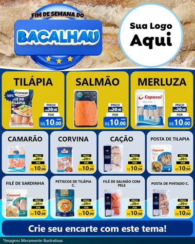 Modelo de Rede Social para Feed Instagram com o tema Fim de Semana do Bacalhau para Peixaria