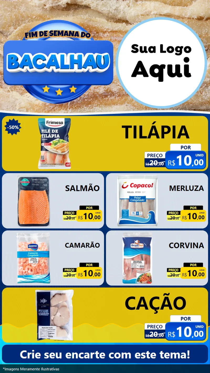 Modelo de TV para TV Vertical com o tema Fim de Semana do Bacalhau para Peixaria