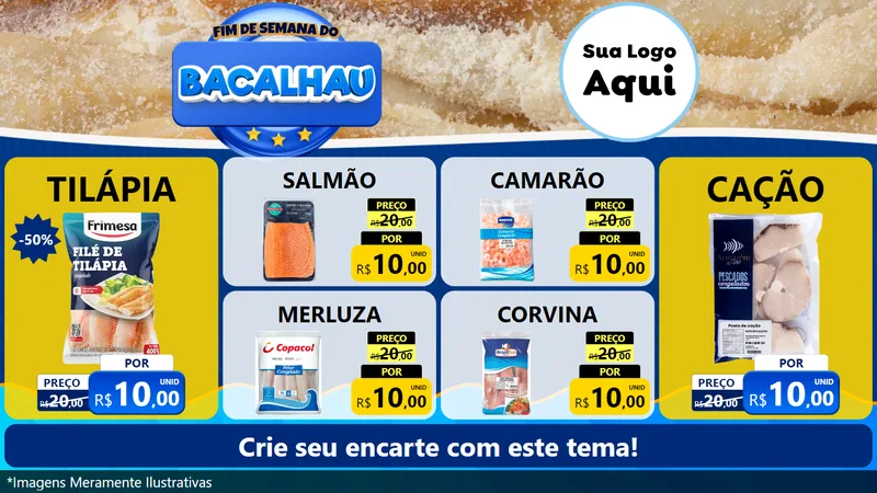 Modelo de TV para TV Horizontal com o tema Fim de Semana do Bacalhau para Peixaria